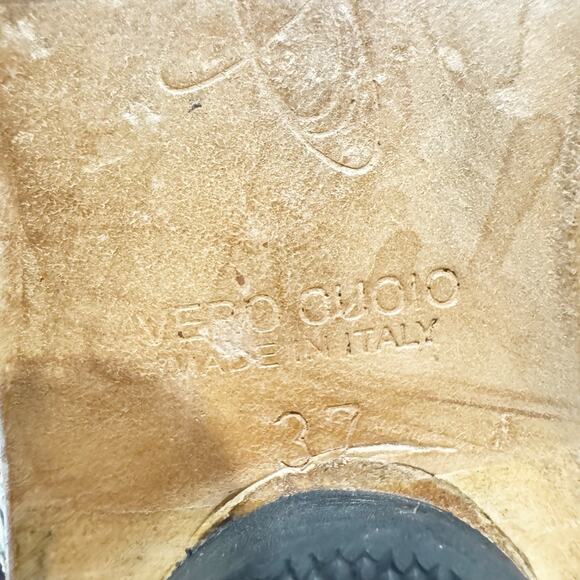 Vero Cuoio Leather Snake Textured Loafer shoes women 6.5 Italy Black White - Picture 9 of 9